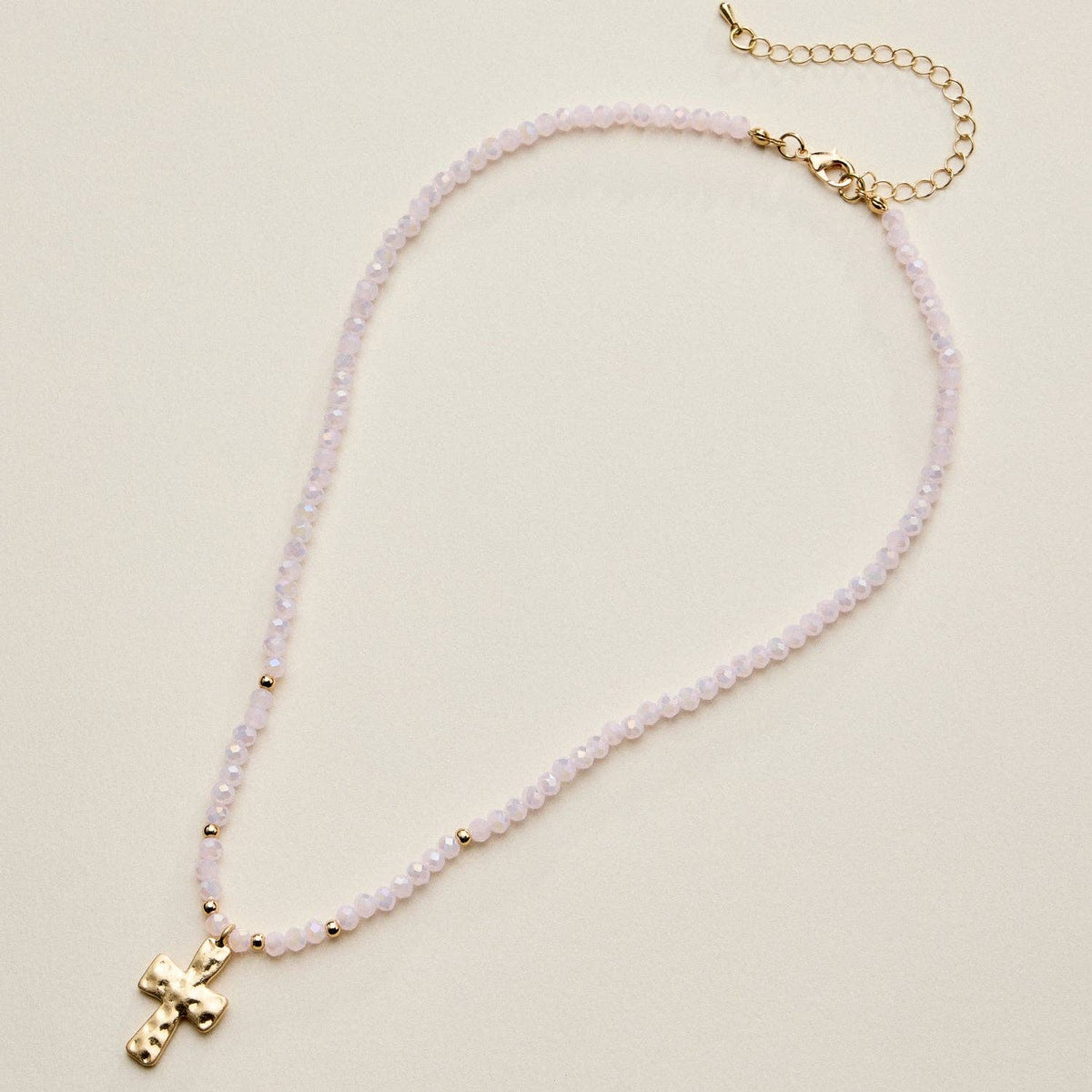Bead Cross Necklace - Blue
