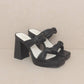 The Faith Black | Knotted Band Platform Snake-Print Heel