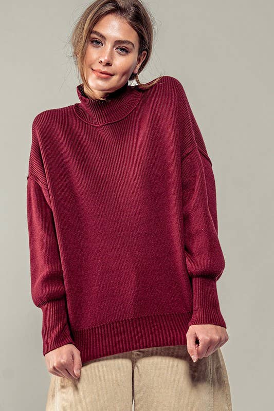 Valley Ribbed Knit Mock Neck Sweater