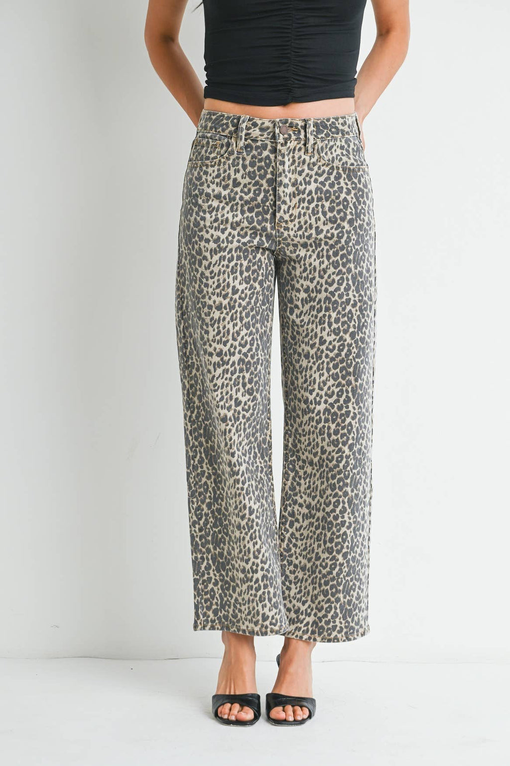 Leopard High Rise Straight Denim
