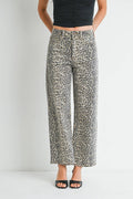 Leopard High Rise Straight Denim
