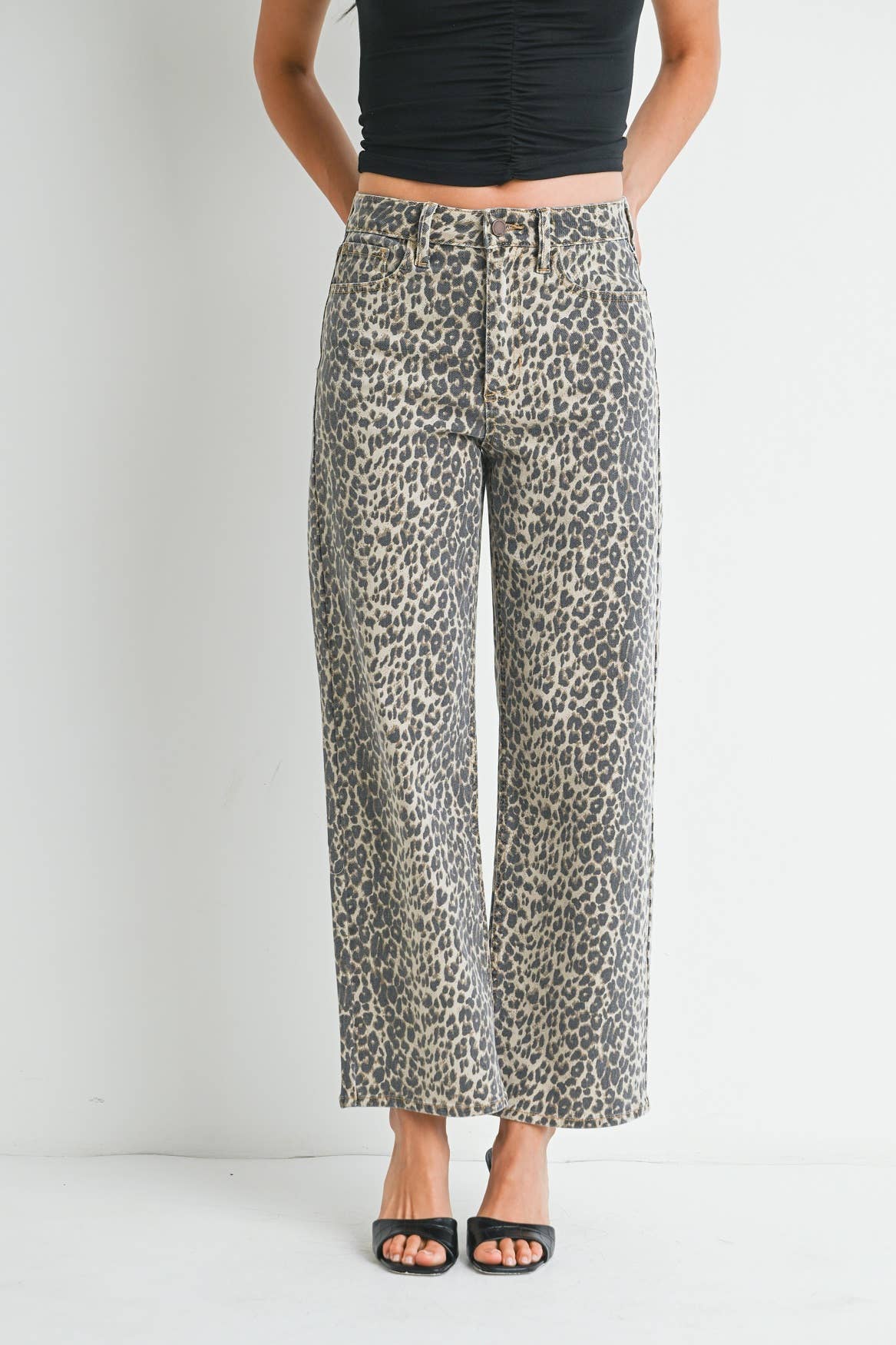 Leopard High Rise Straight Denim