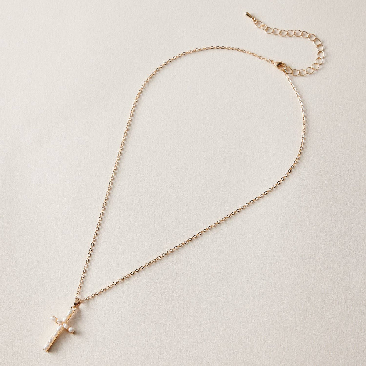 Pearl Cross Pendant - Gold