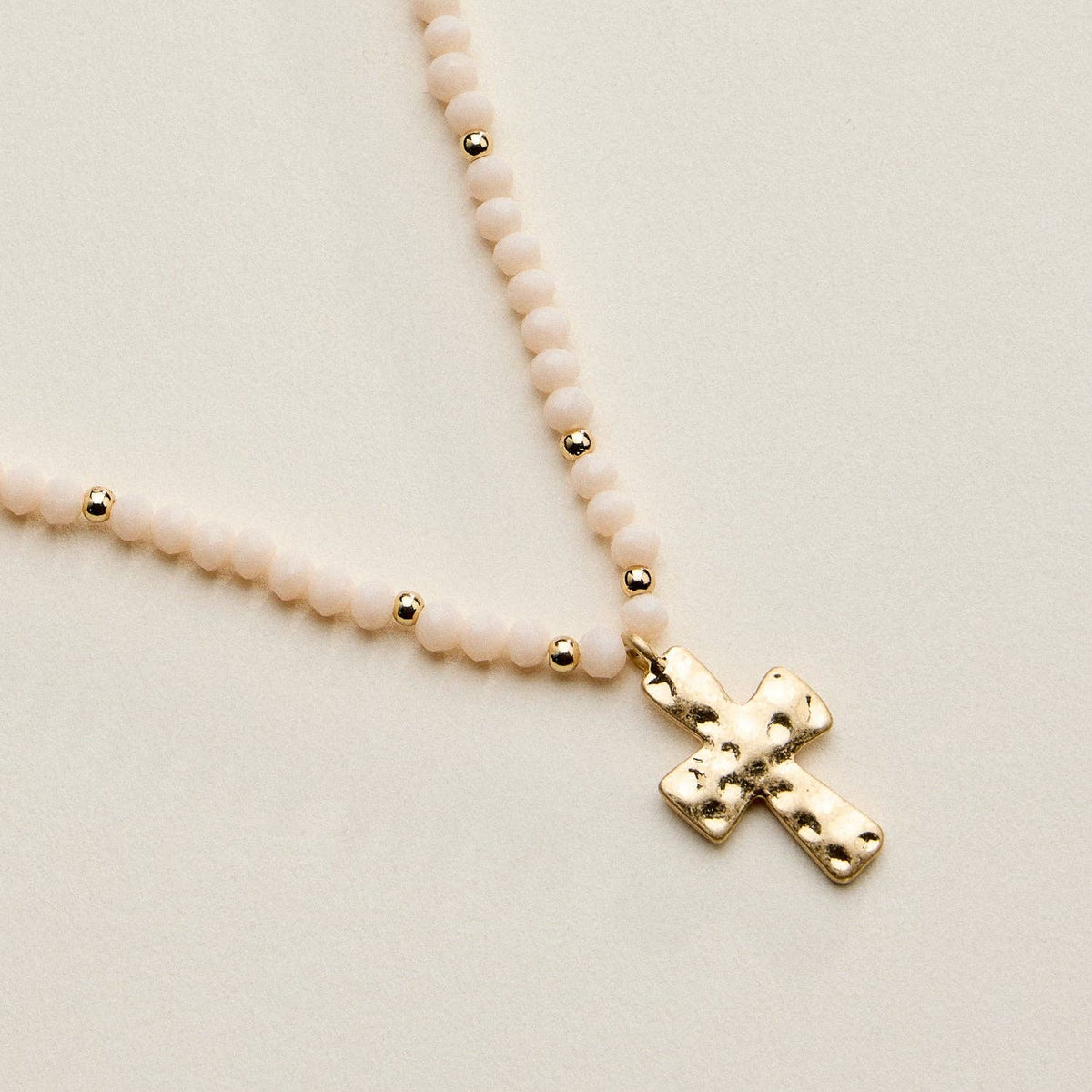 Bead Cross Necklace - Blue
