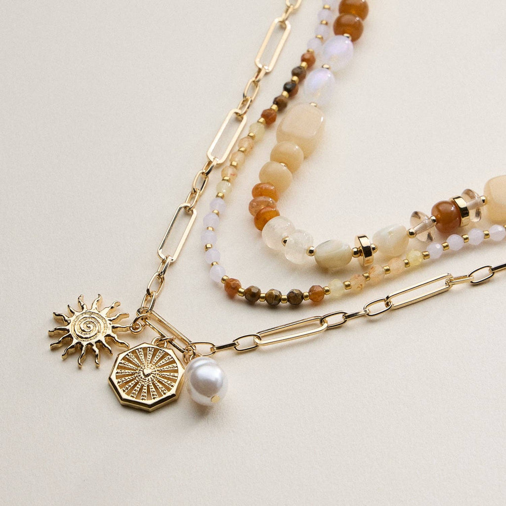 Sun Charm Layered Necklace