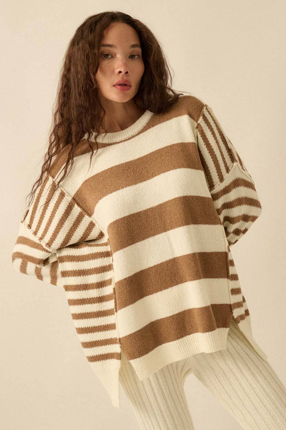 Deep Sea Contrast Knit Sweater