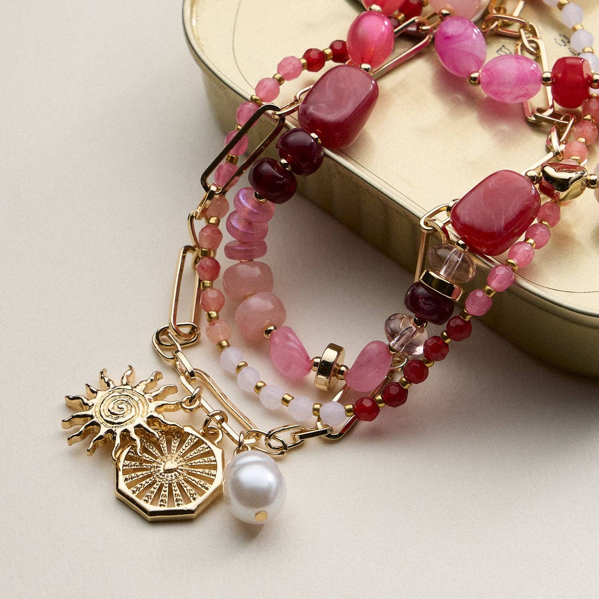 Sun Charm Layered Necklace