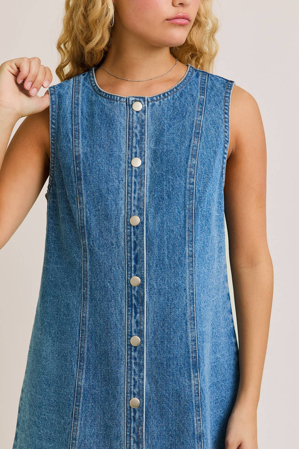 BUTTON DOWN DENIM MINI DRESS --