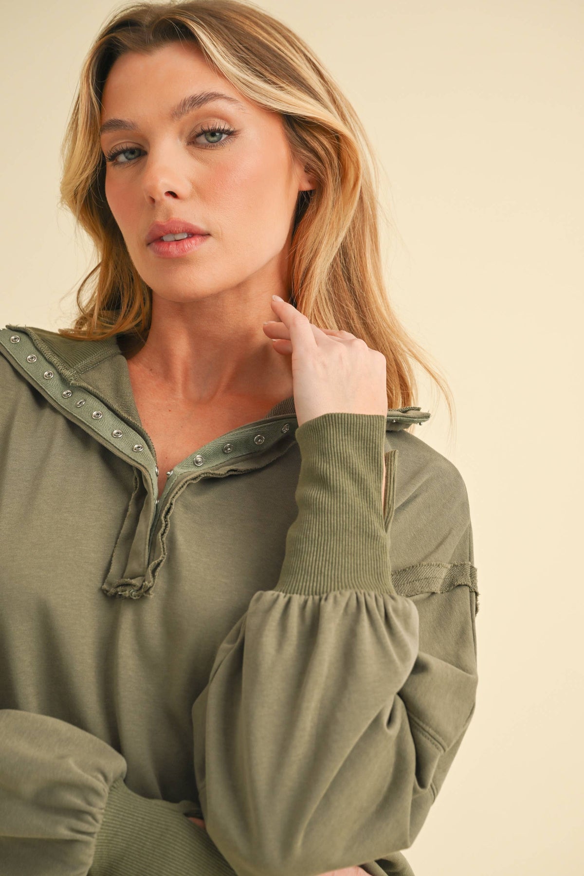 Tamika Henley Sweatshirt - Red