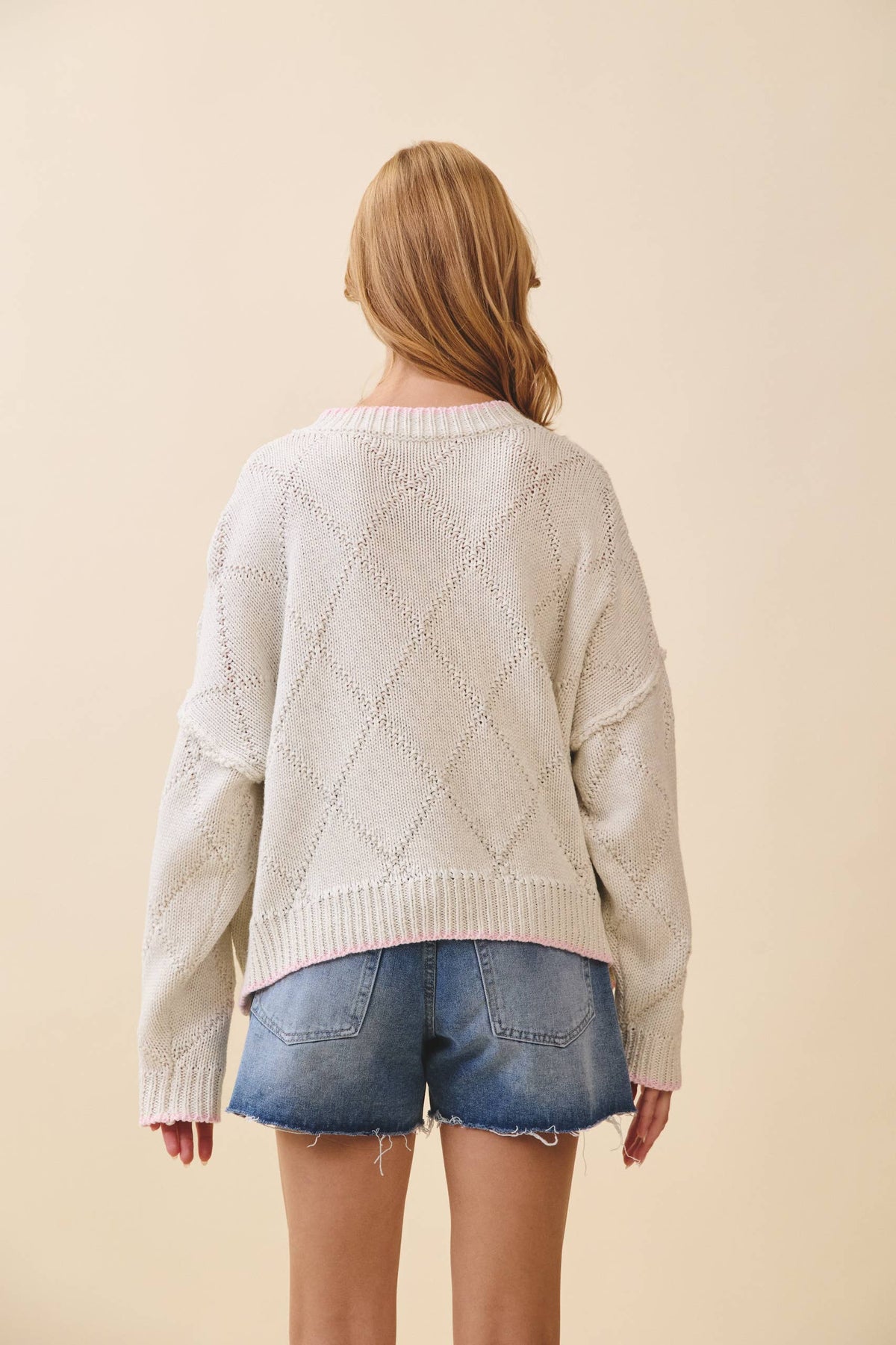 Diamond Knit Pullover Sweater