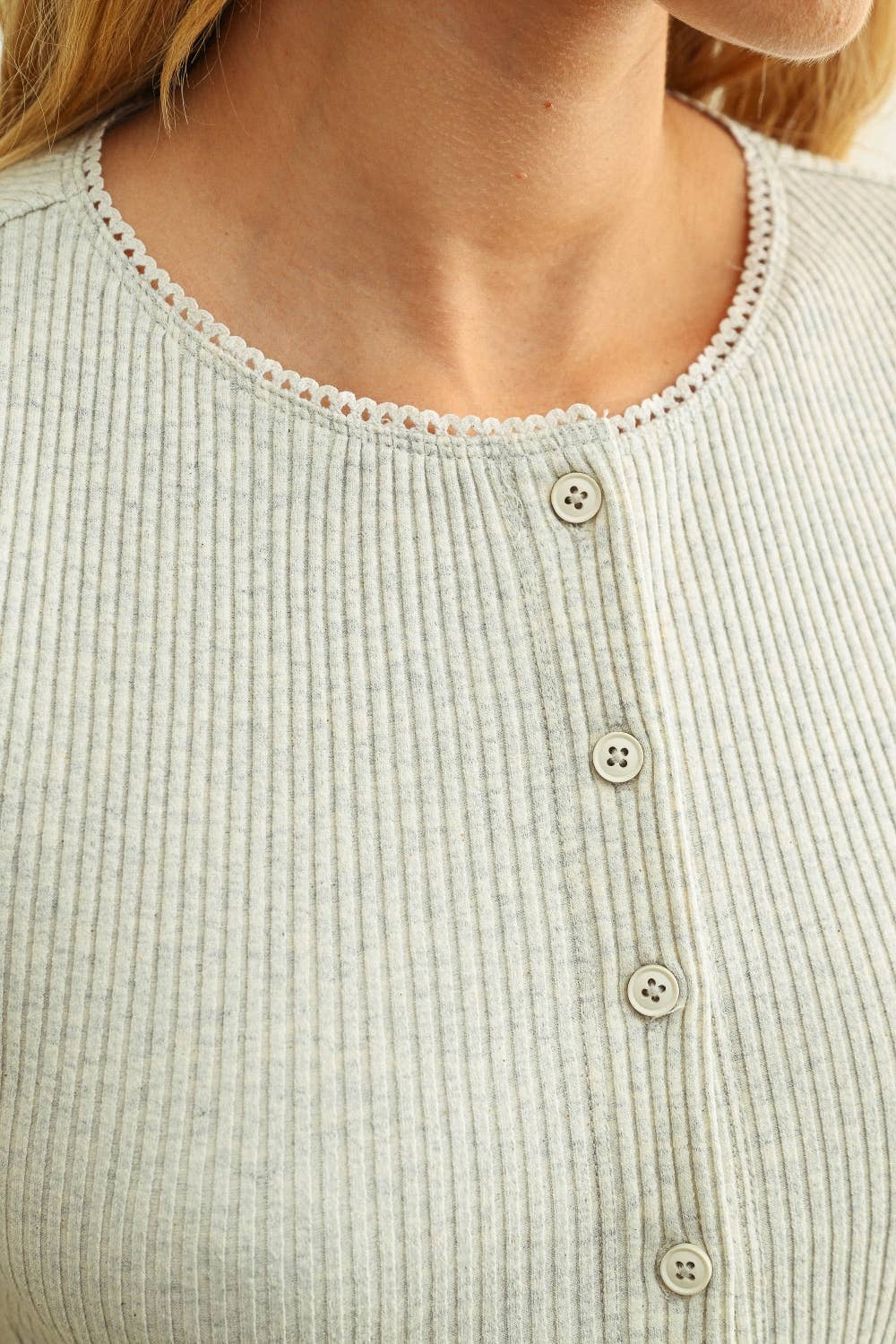 Button Front Ribbed Top