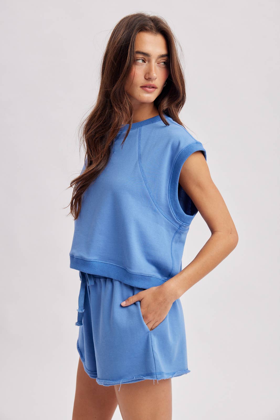 BLUE DRAWSTRING SHORTS
