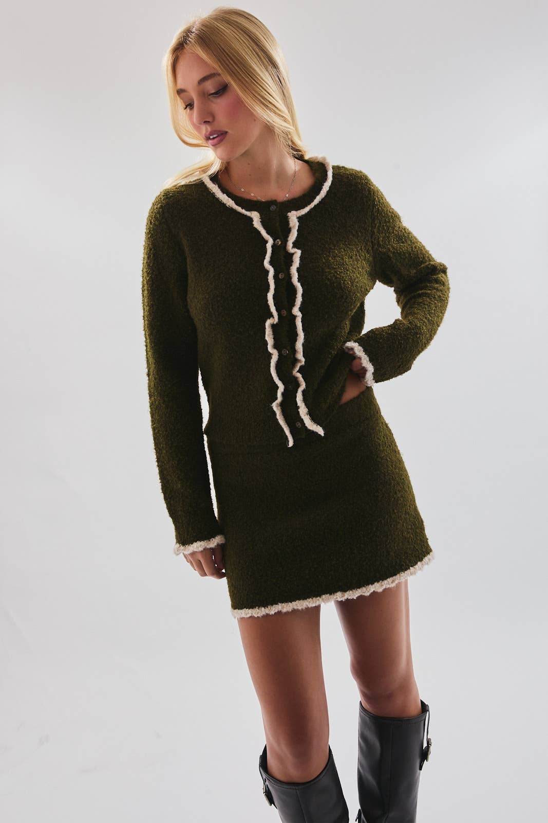 Round Neck Sweater Cardigan