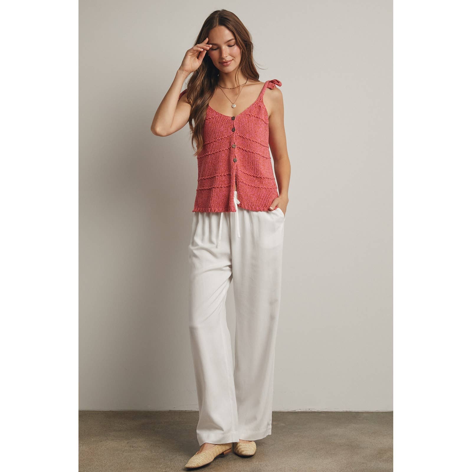 TIED SHOULDER KNIT CAMI