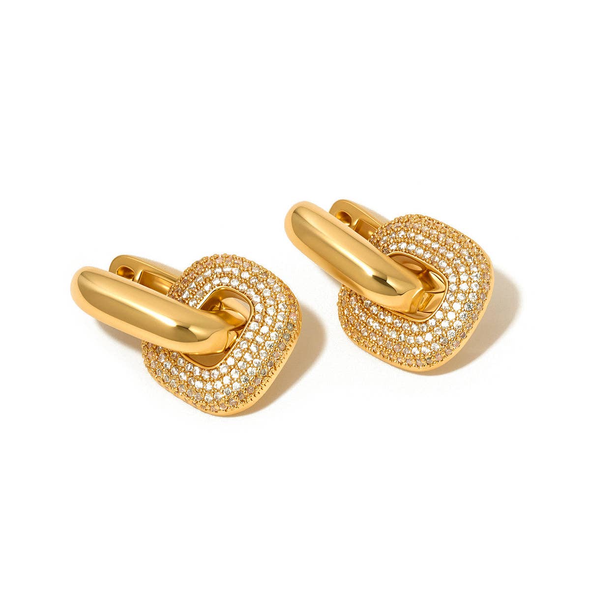 Drop Diamond Square Huggie Hoops