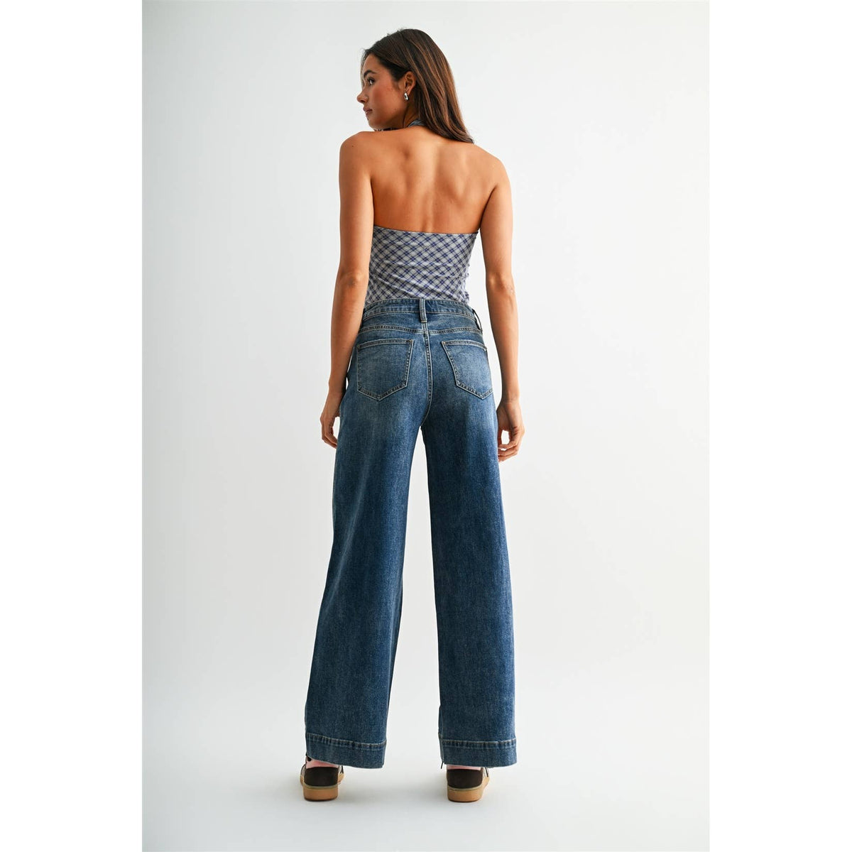 HIGH-RISE WIDE LEG PANEL JEANS