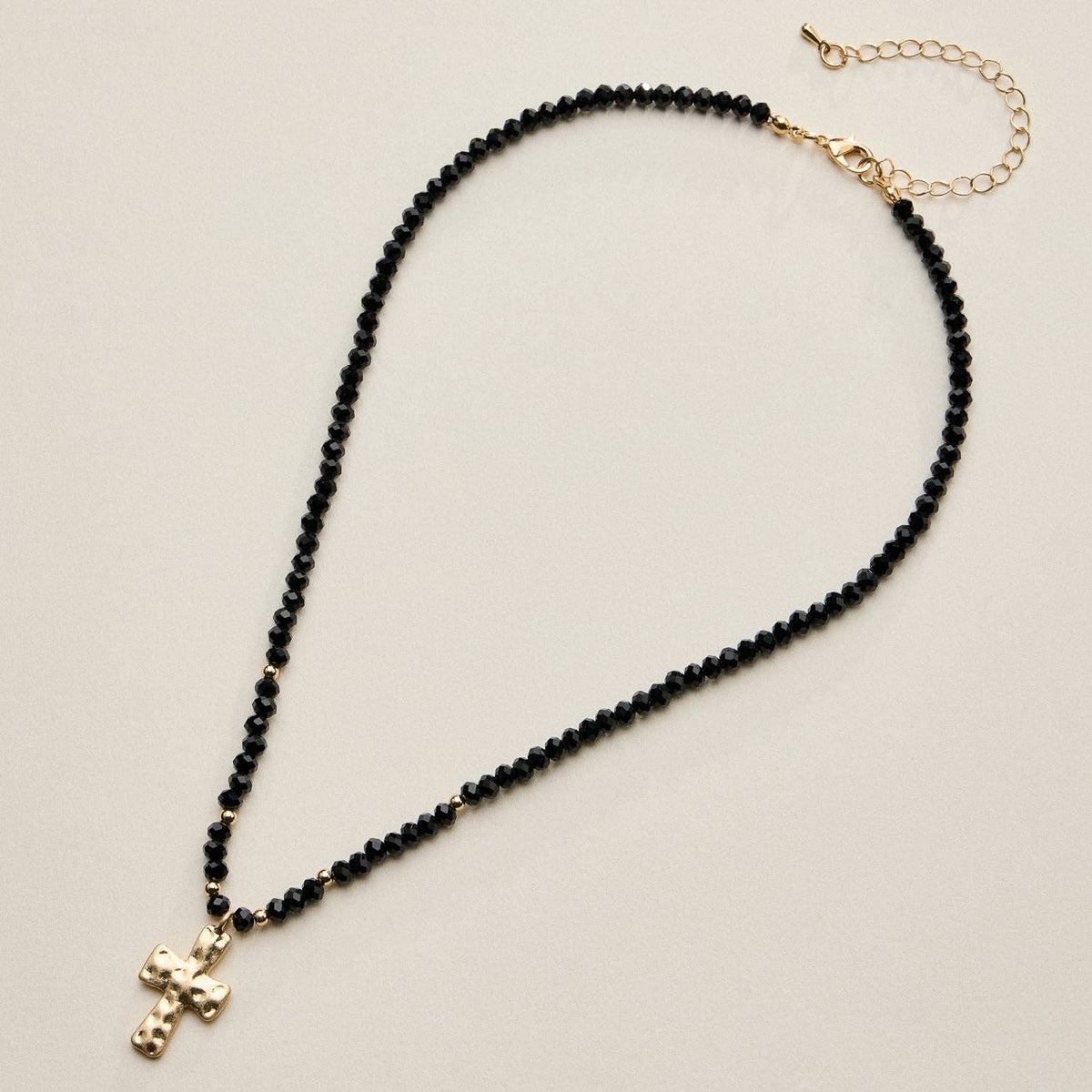 Bead Cross Necklace - Blue