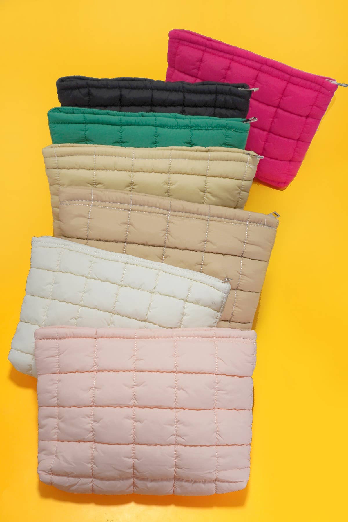 QUILTED PUFFY COSMETIC POUCH