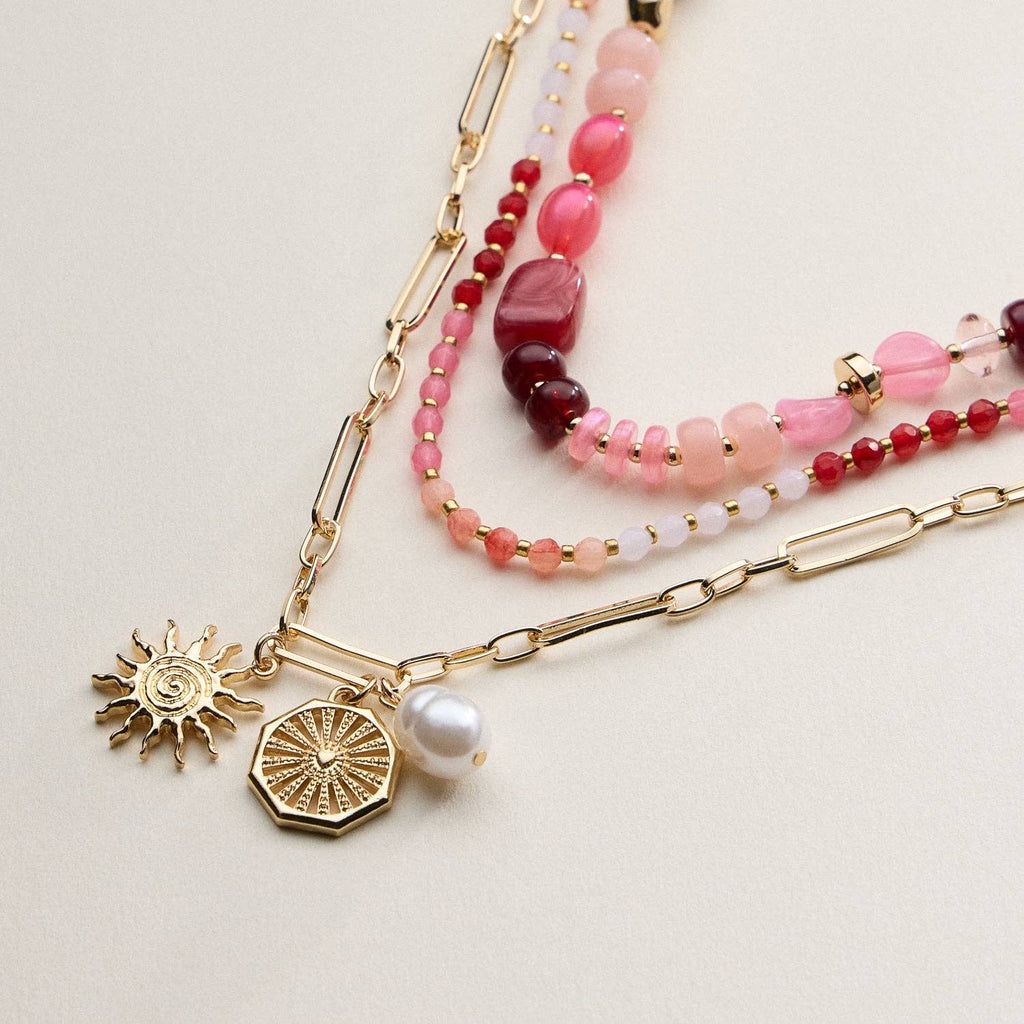 Sun Charm Layered Necklace