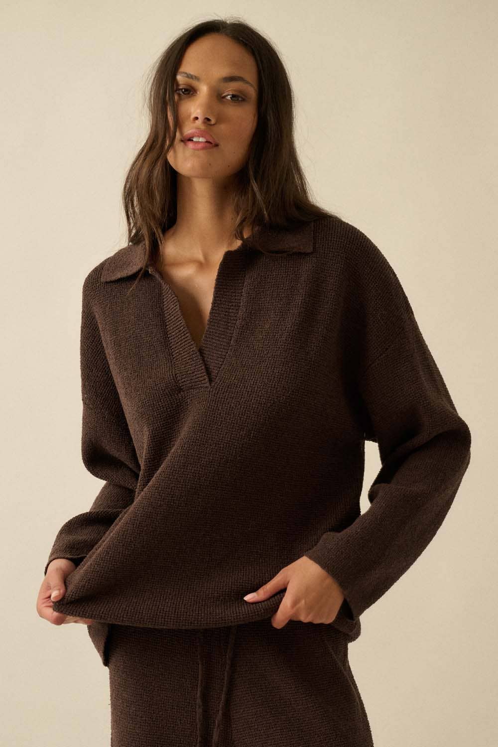 Knit Collared Polo Sweater