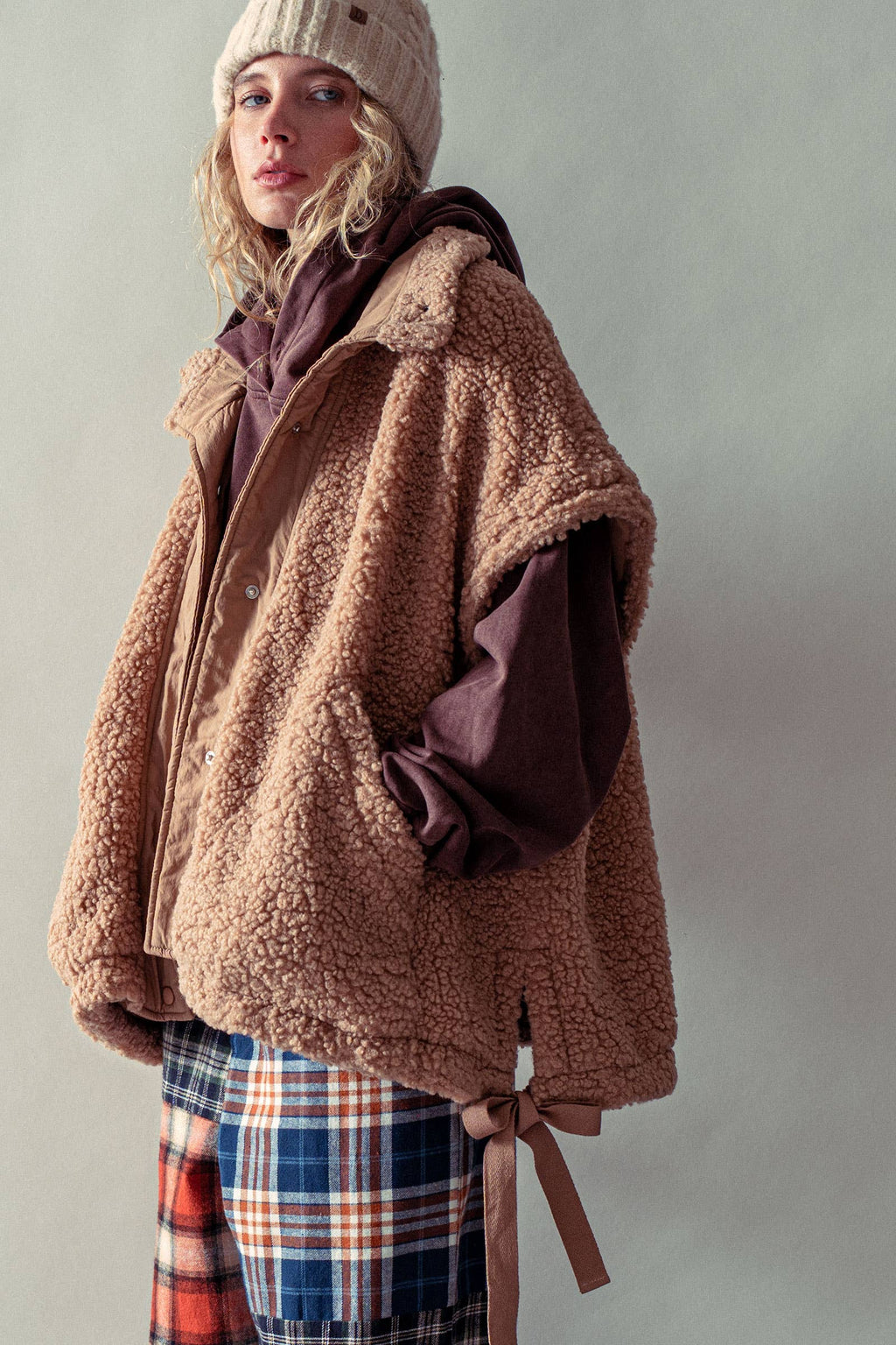 Oversized Sherpa Fleece Vest
