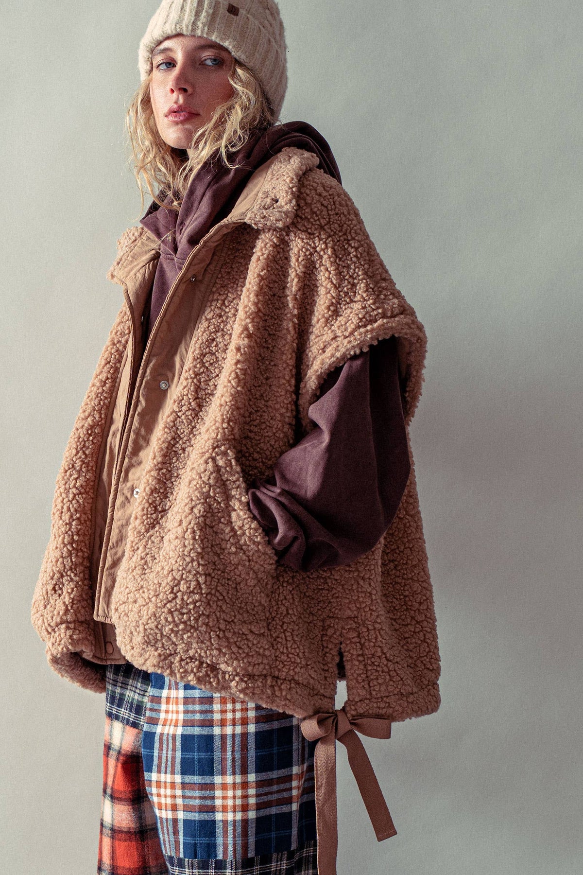 Oversized Sherpa Fleece Vest