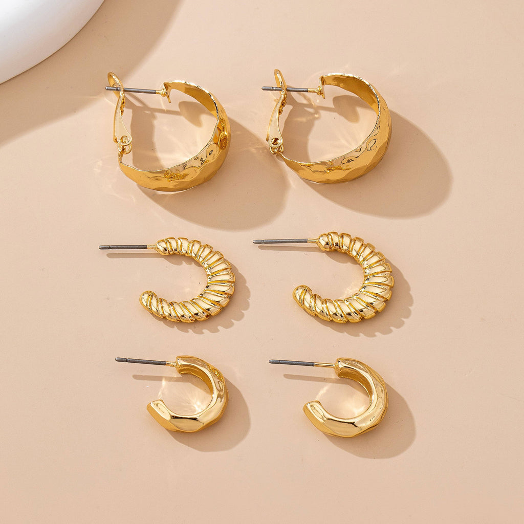 Mixed Texture Trio Earring Set