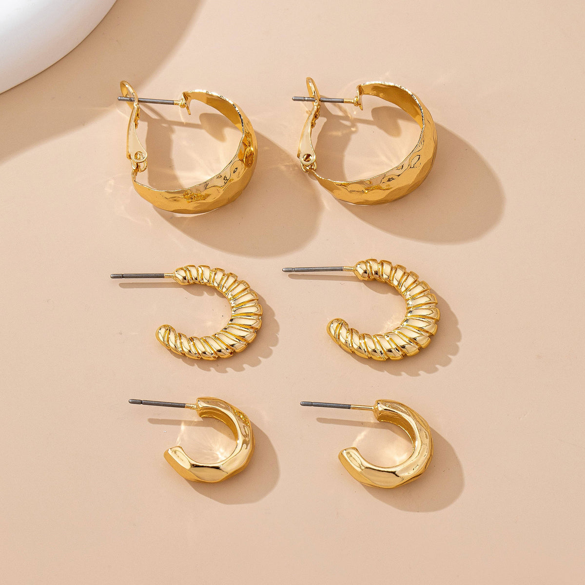 Mixed Texture Trio Earring Set