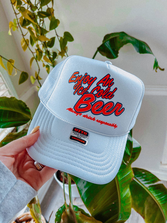 Enjoy An Iced Cold Beer, Summer Trucker Hat