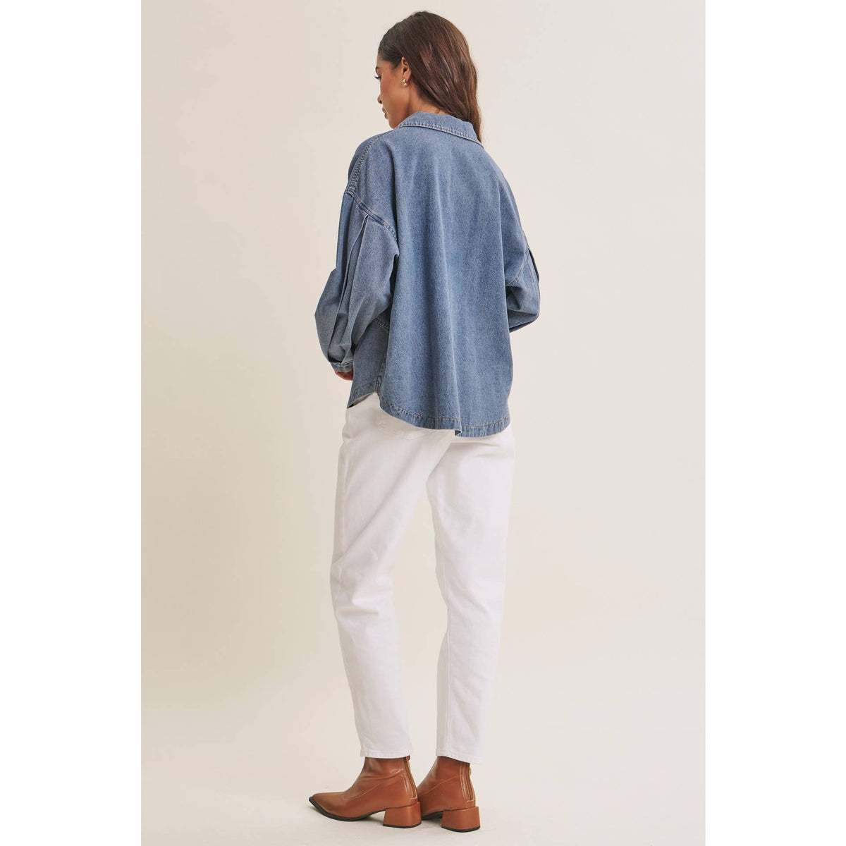 MINERAL-WASHED DENIM OVERSIZED TOP