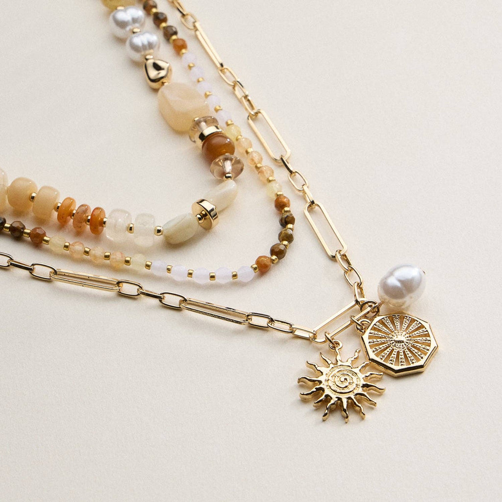 Sun Charm Layered Necklace