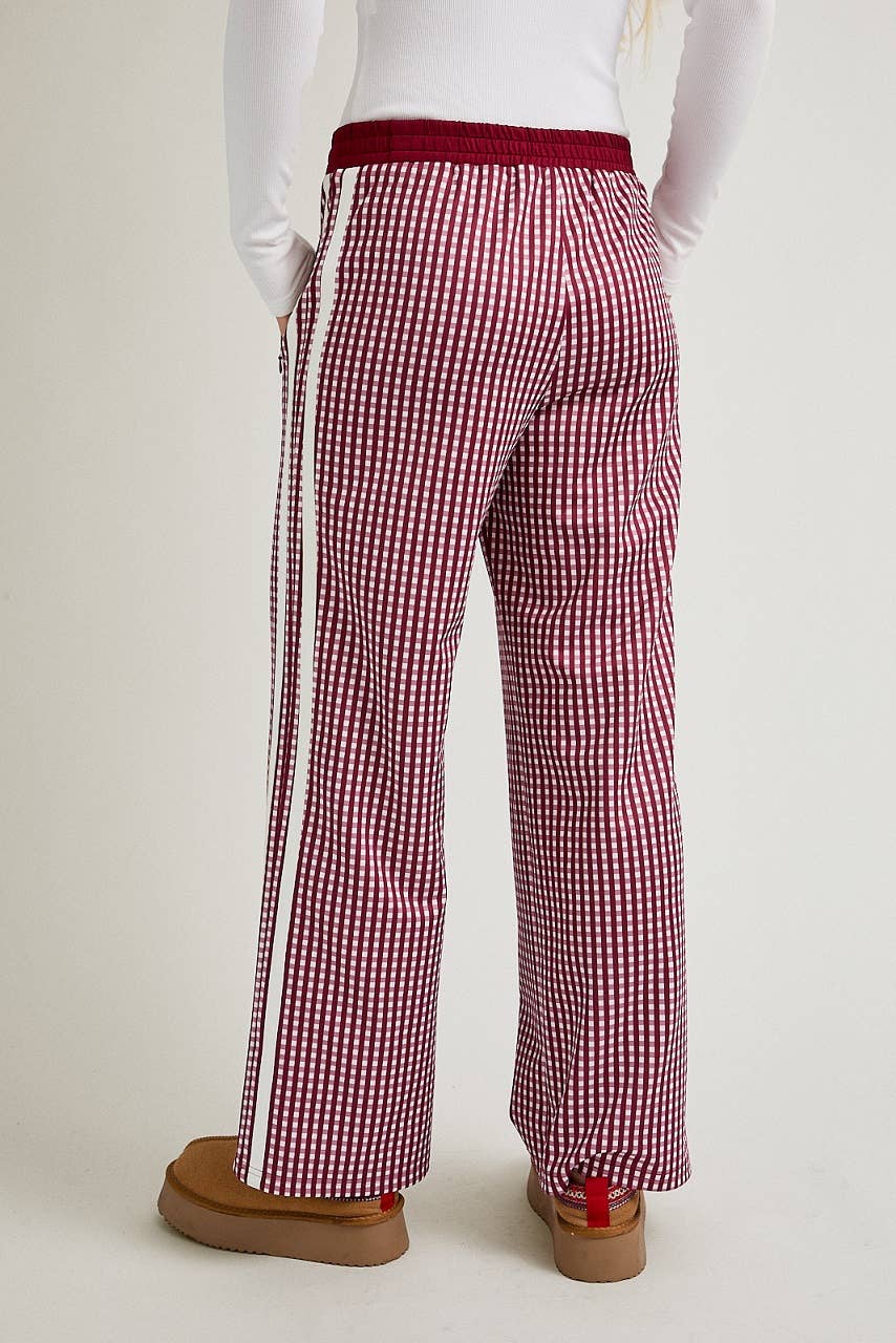 Mid Rise Plaid Track Pants