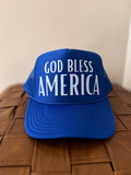 Blue God Bless America Trucker Hat