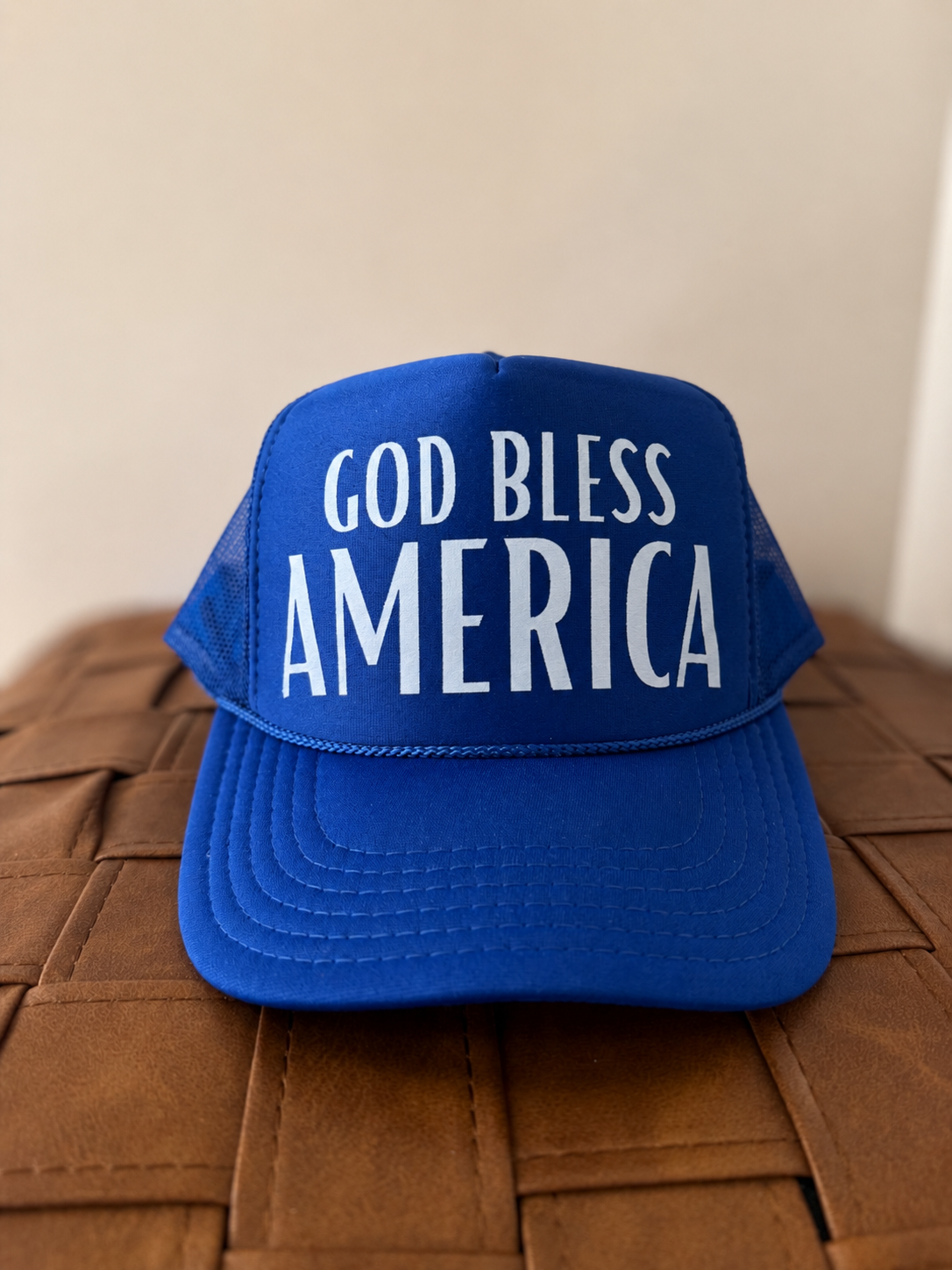 Blue God Bless America Trucker Hat
