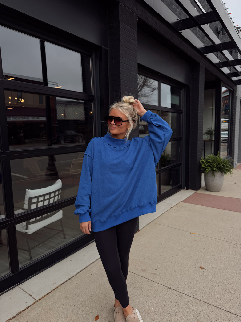 Cobalt Blue Oversized Mock Neck