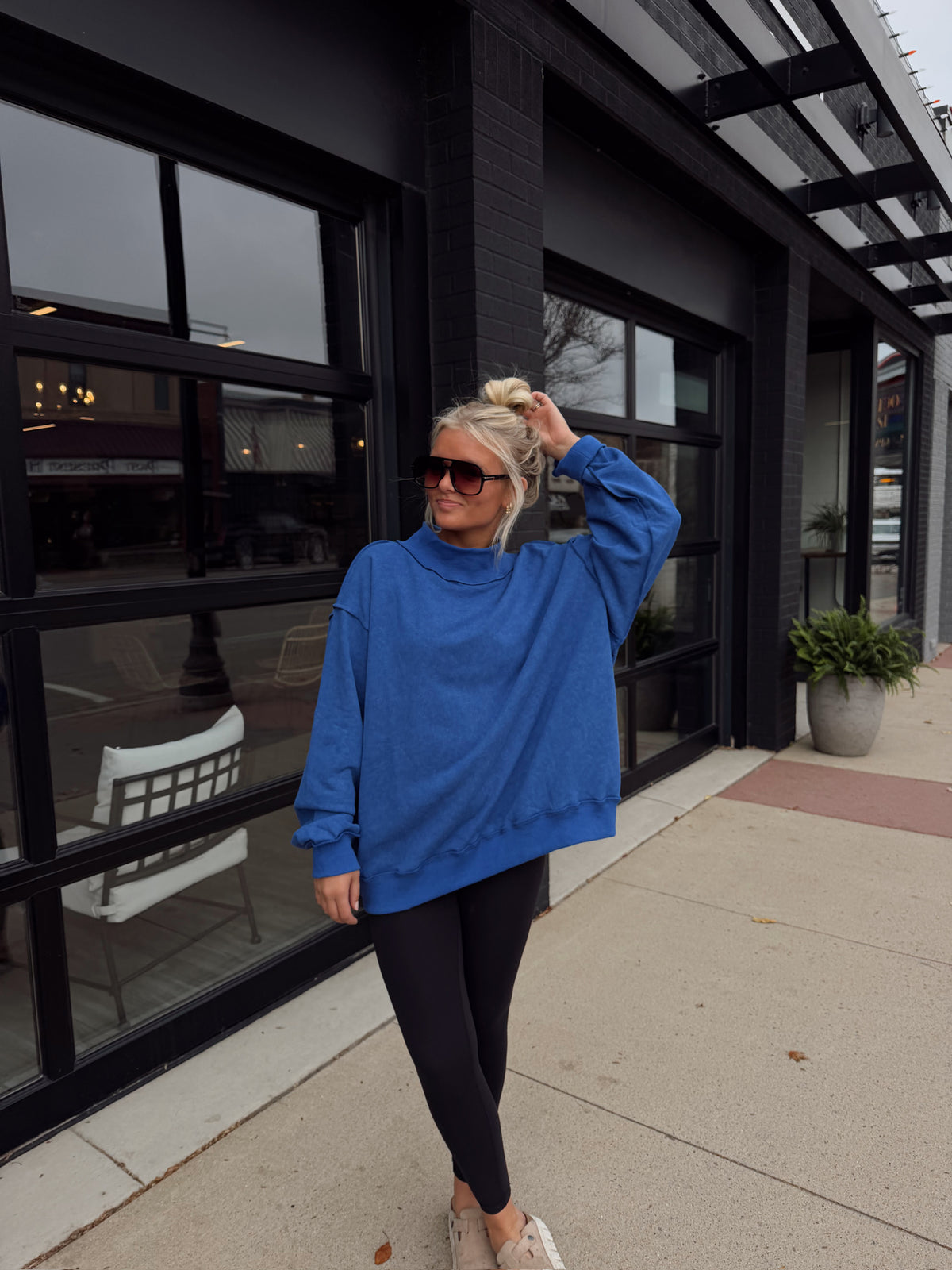 Cobalt Blue Oversized Mock Neck