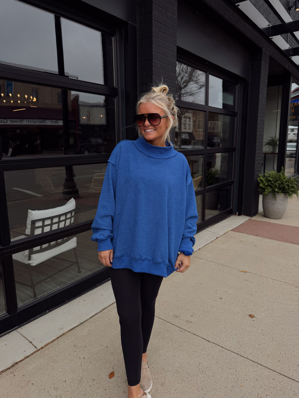 Cobalt Blue Oversized Mock Neck
