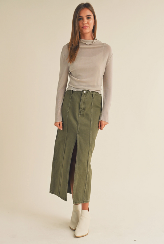 Cotton Slit Maxi Skirt