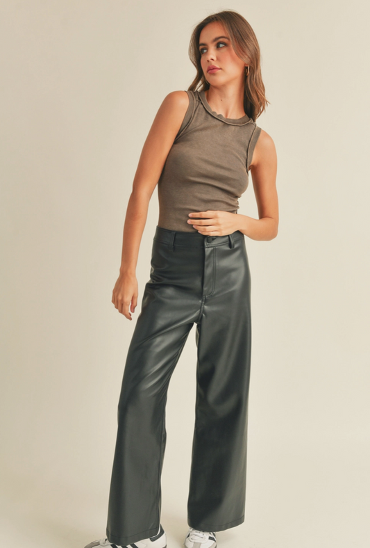 Wide & Straight Leather Pants
