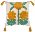 Ivory & Yellow Tufted Flower Pillow