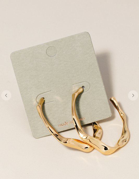 Hammered Warped Hoop Earrings