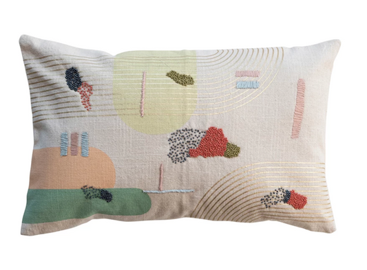 Cotton Slub Printed Lumbar Pillow