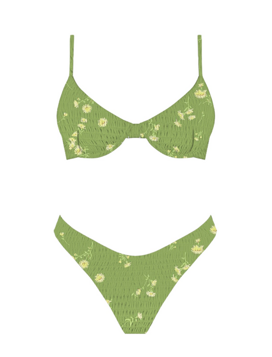 Green Daisy Bikini Bottom