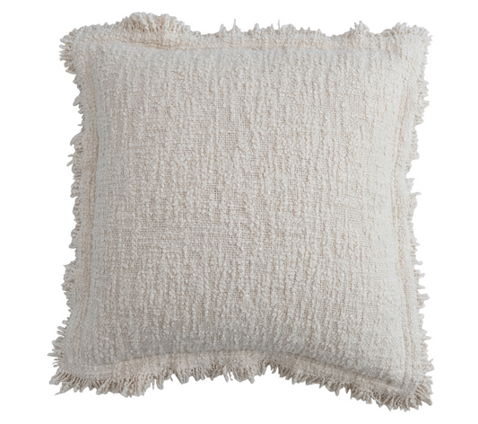 20" Square Woven Cotton Bouclé Pillow