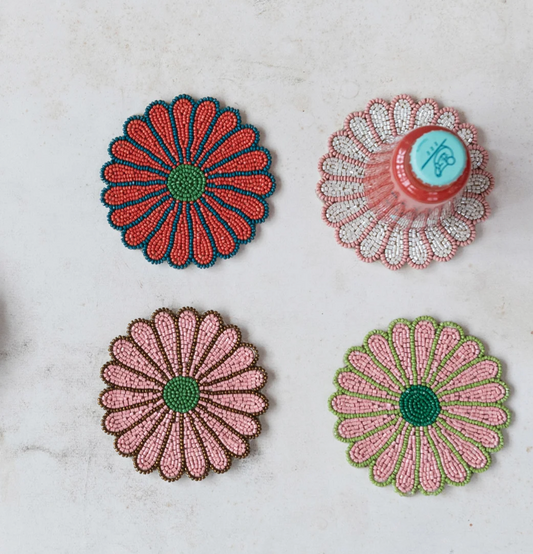 Beaded Flower Shaped Coasters