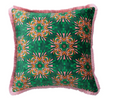 Velvet Printed Pillow with Eyelash Fringe