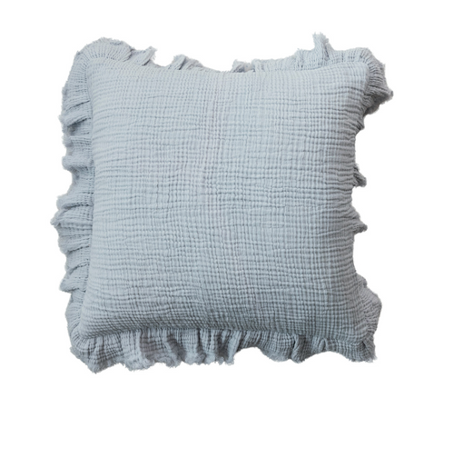20" Square Cotton Double Cloth Pillow w/ Ruffled Edge