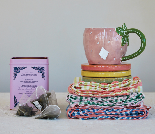 12 oz. Hand-Painted Stoneware Strawberry Shaped Mug