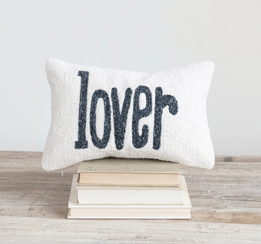 Embroidered Lumbar Pillow "lover"