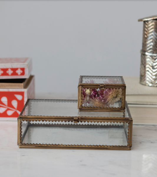 Brass & Glass Display Box w/ Scalloped Edges